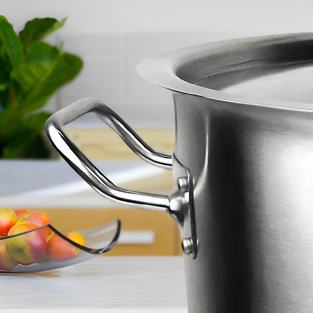 13" Silver Stainless Steel Stock Pot