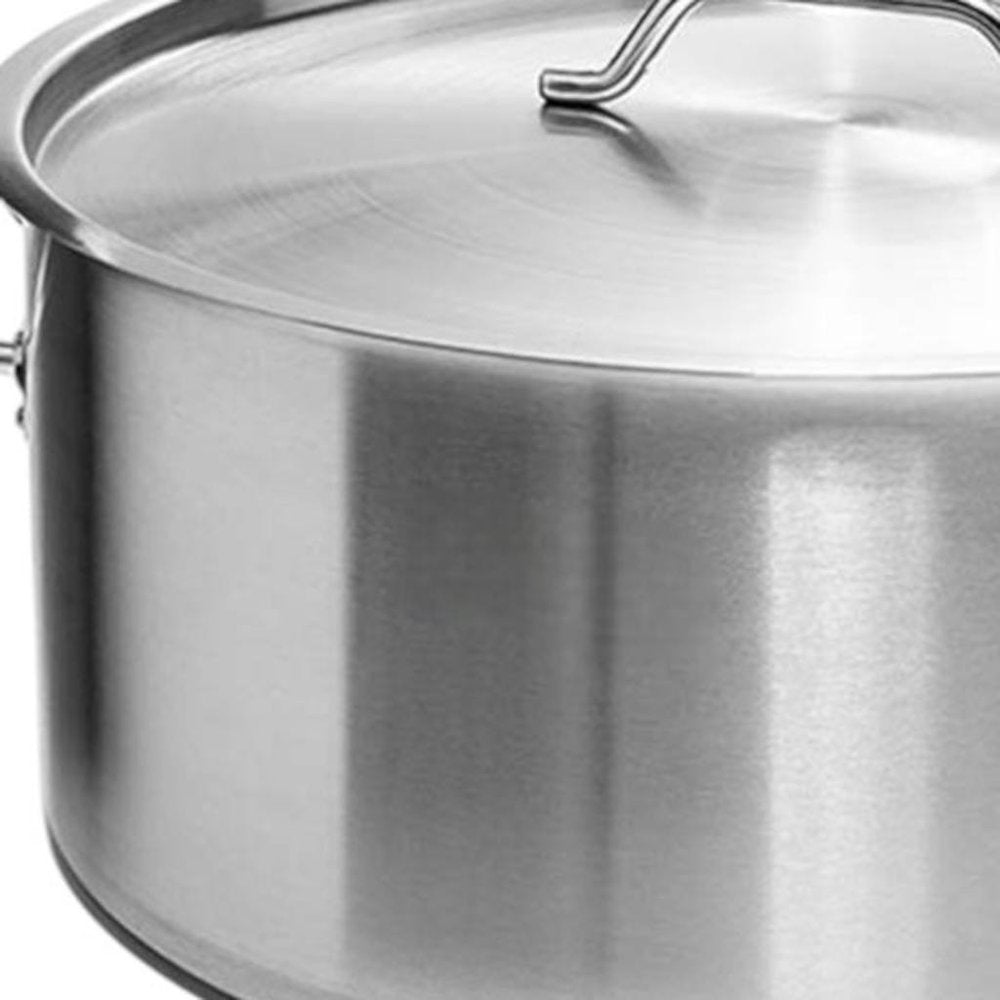 16" Silver Stainless Steel Stock Pot