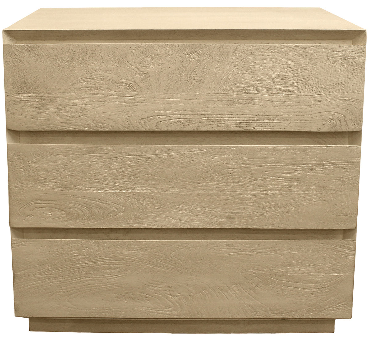 24" Natural Solid Wood Three Drawer Nightstand