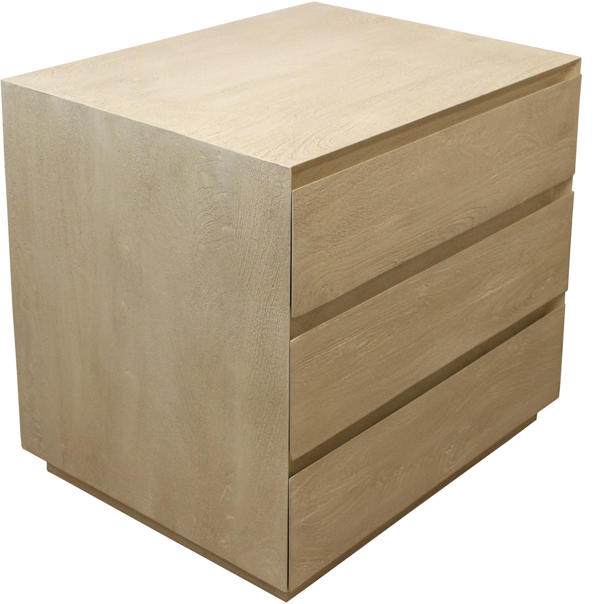24" Natural Solid Wood Three Drawer Nightstand