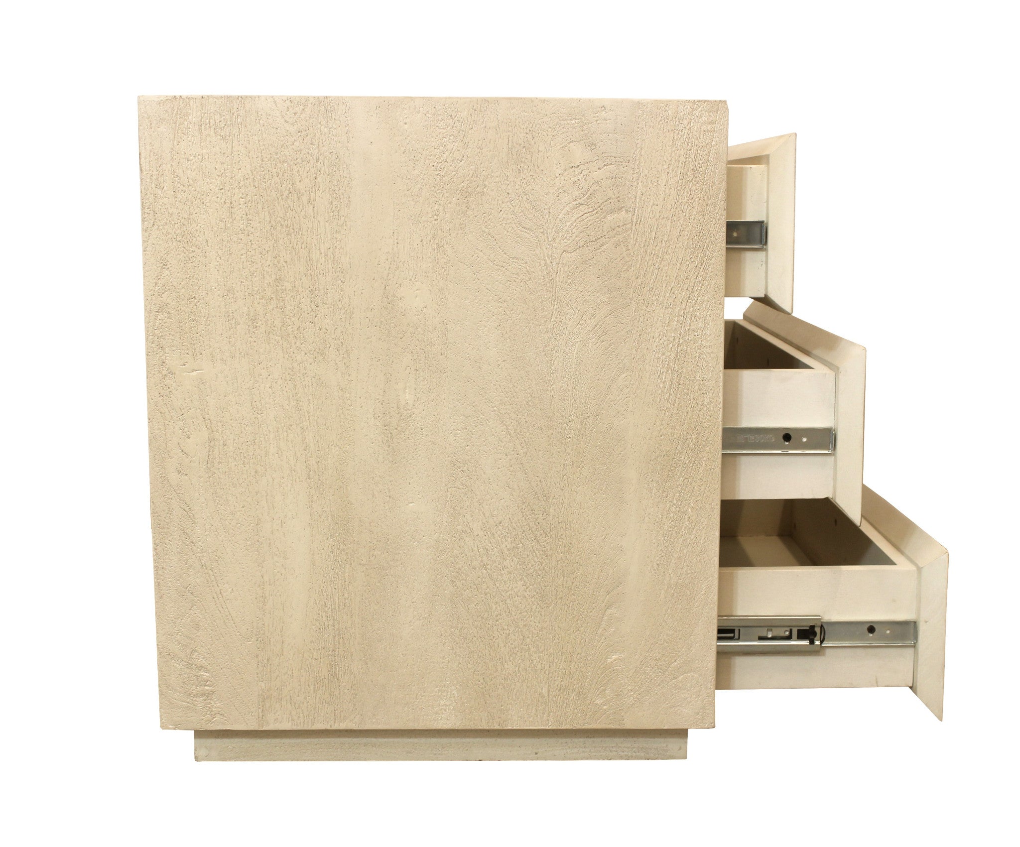 24" Natural Solid Wood Three Drawer Nightstand