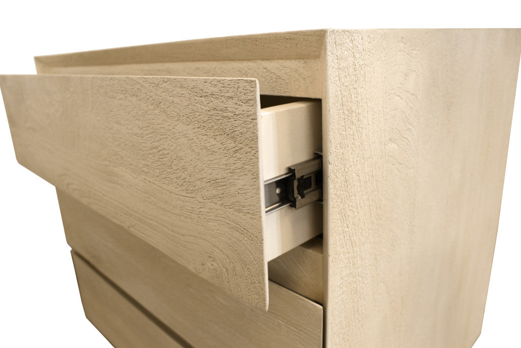 24" Natural Solid Wood Three Drawer Nightstand