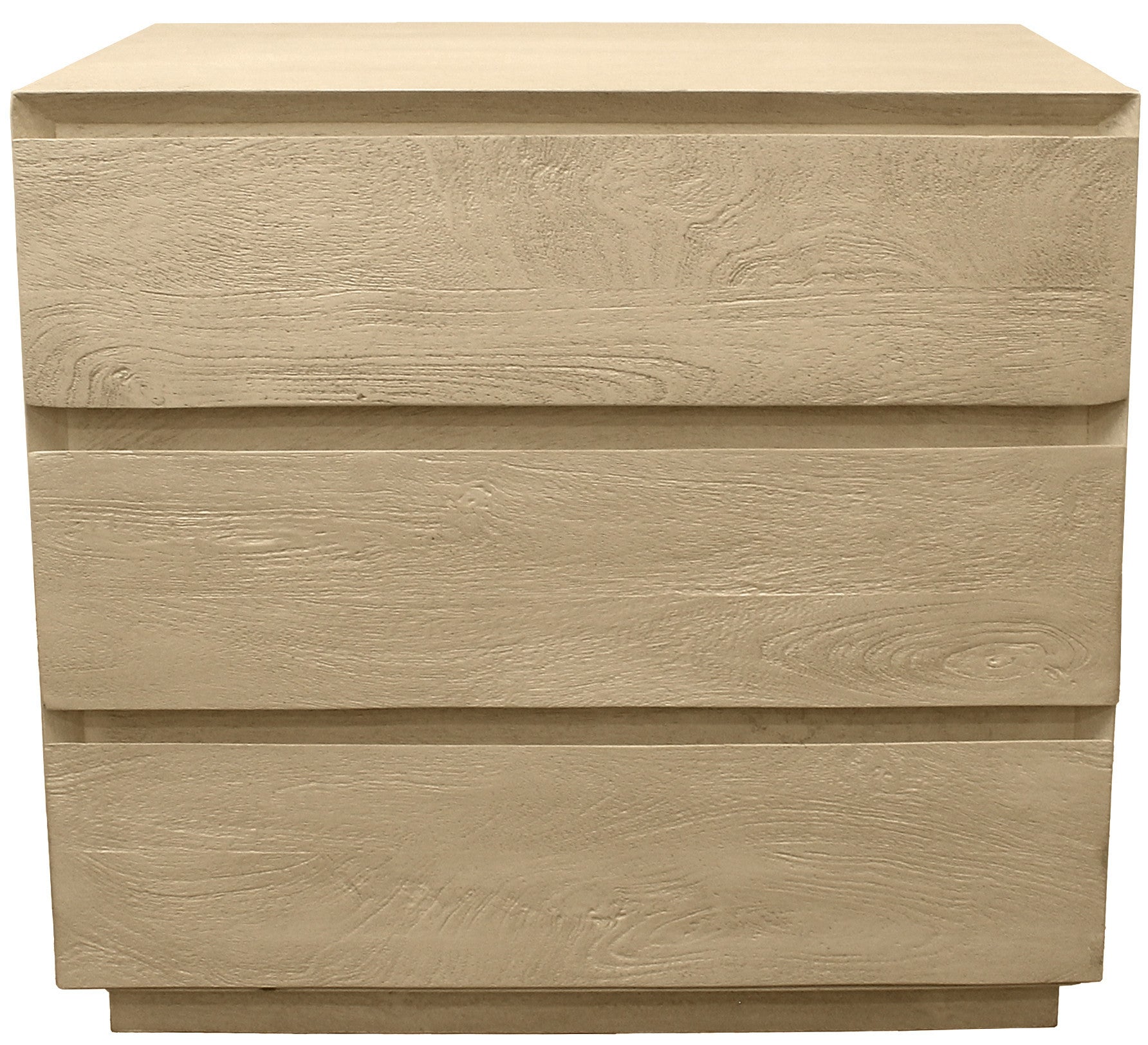 24" Natural Solid Wood Three Drawer Nightstand