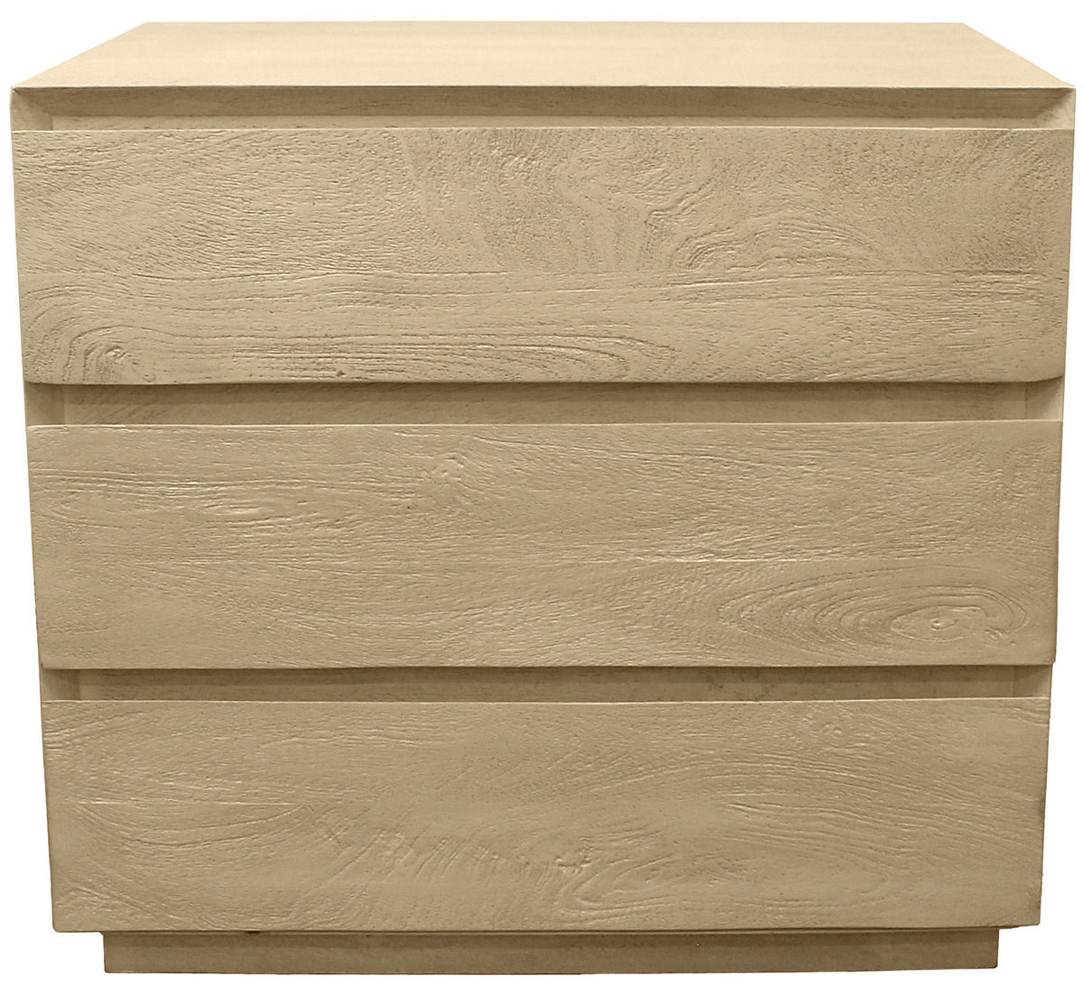 24" Natural Solid Wood Three Drawer Nightstand