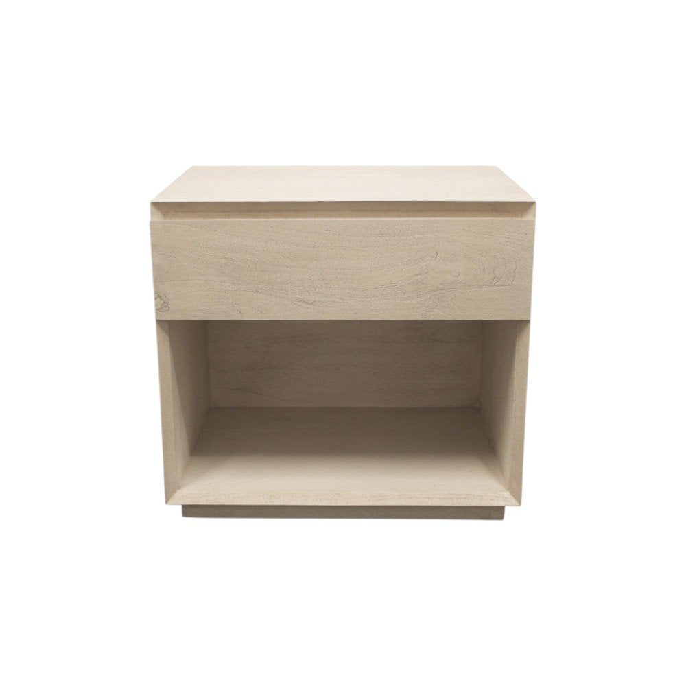 24" Natural Solid Wood One Drawer Nightstand