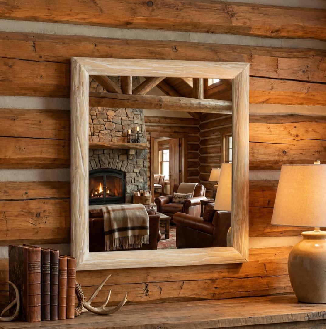 20" Natural Solid Wood Accent Mirror