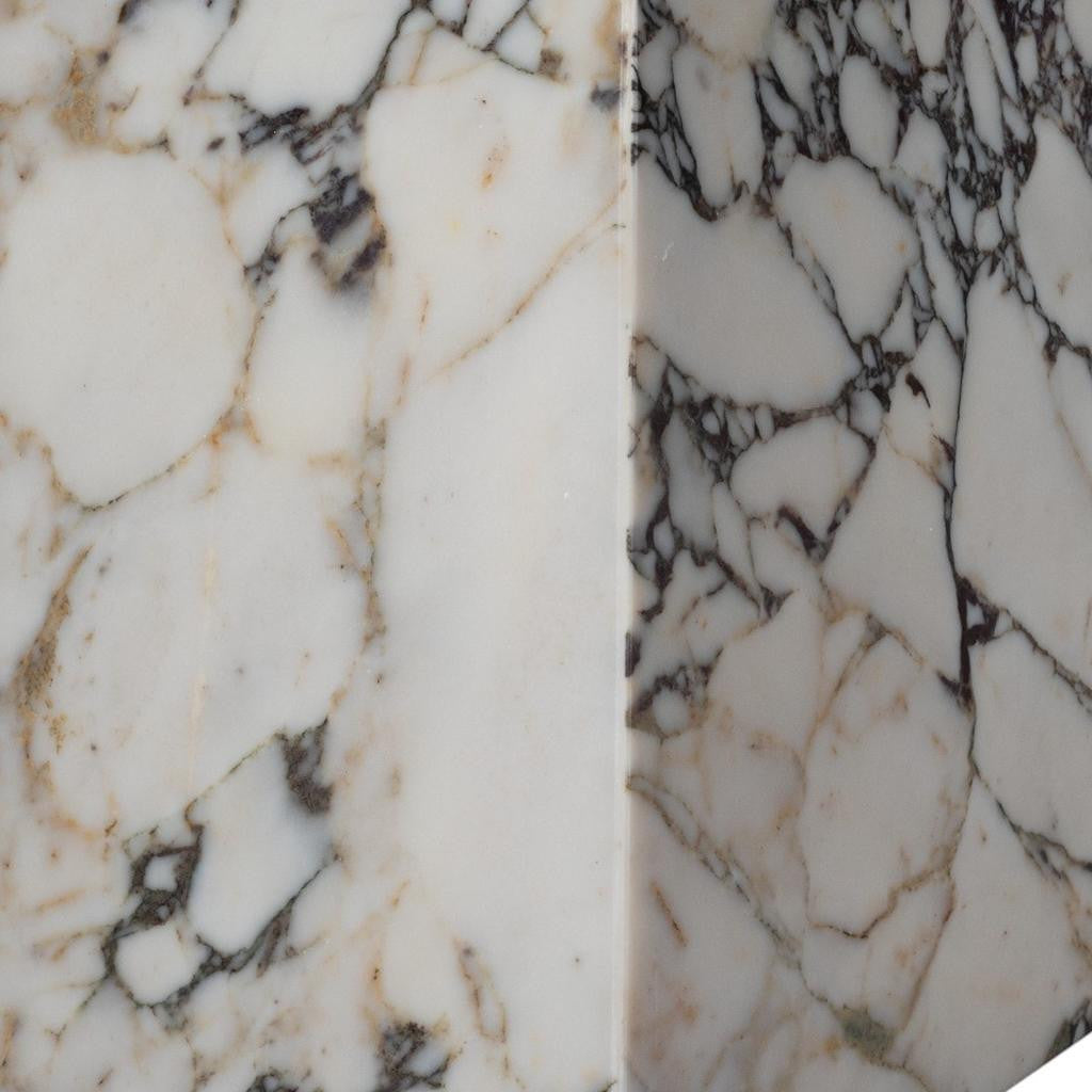 20" Ivory Marble Square Block End Table