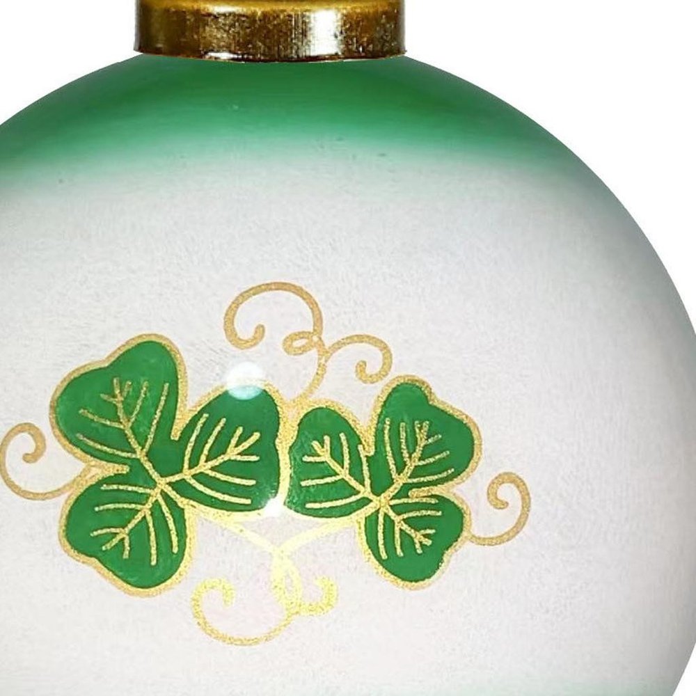 Love Irish Hand Painted Green White And Red Glass Ball Ornament