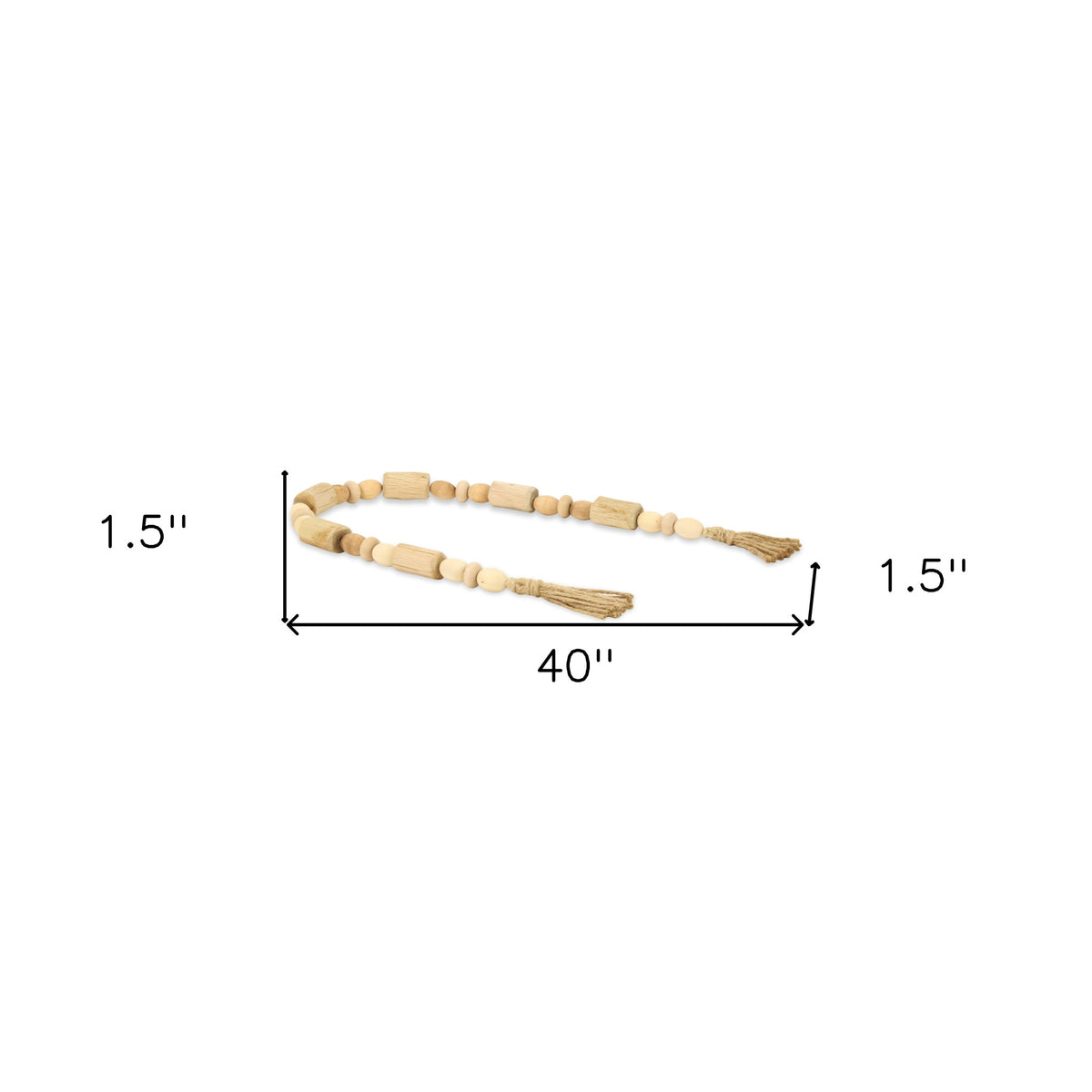 40" Brown Wood Beads And Rope Decorative Tassel
