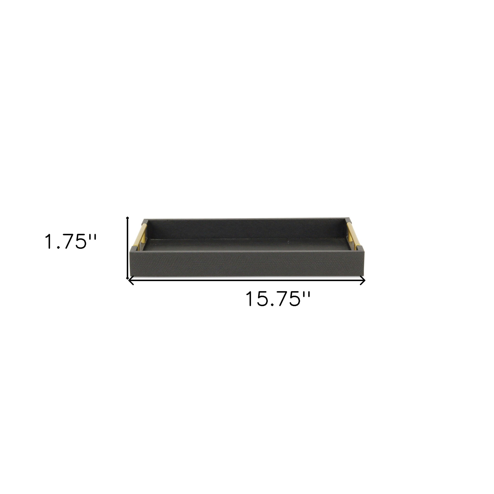 16" Black Wood Faux Shagreen Serving Tray With Handles