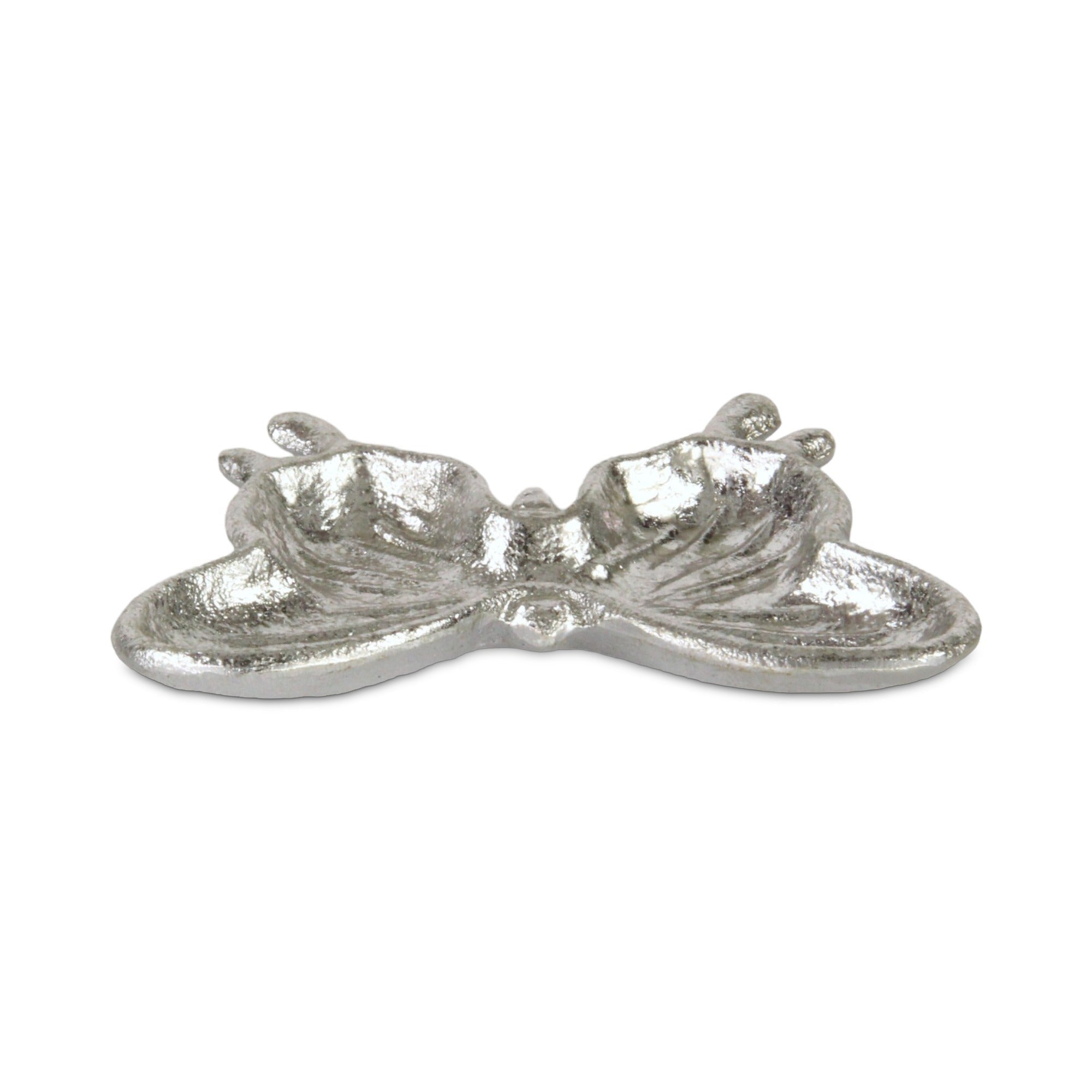 6" Silver Cast Iron Butterfly Handmade Trinket Tray