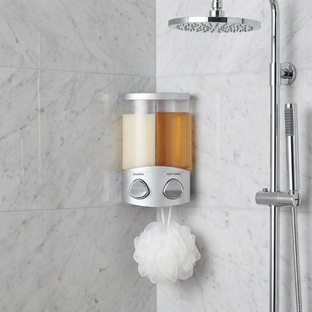 Gray Heavy Duty Plastic Two Chamber Wall Mount Soap Dispenser