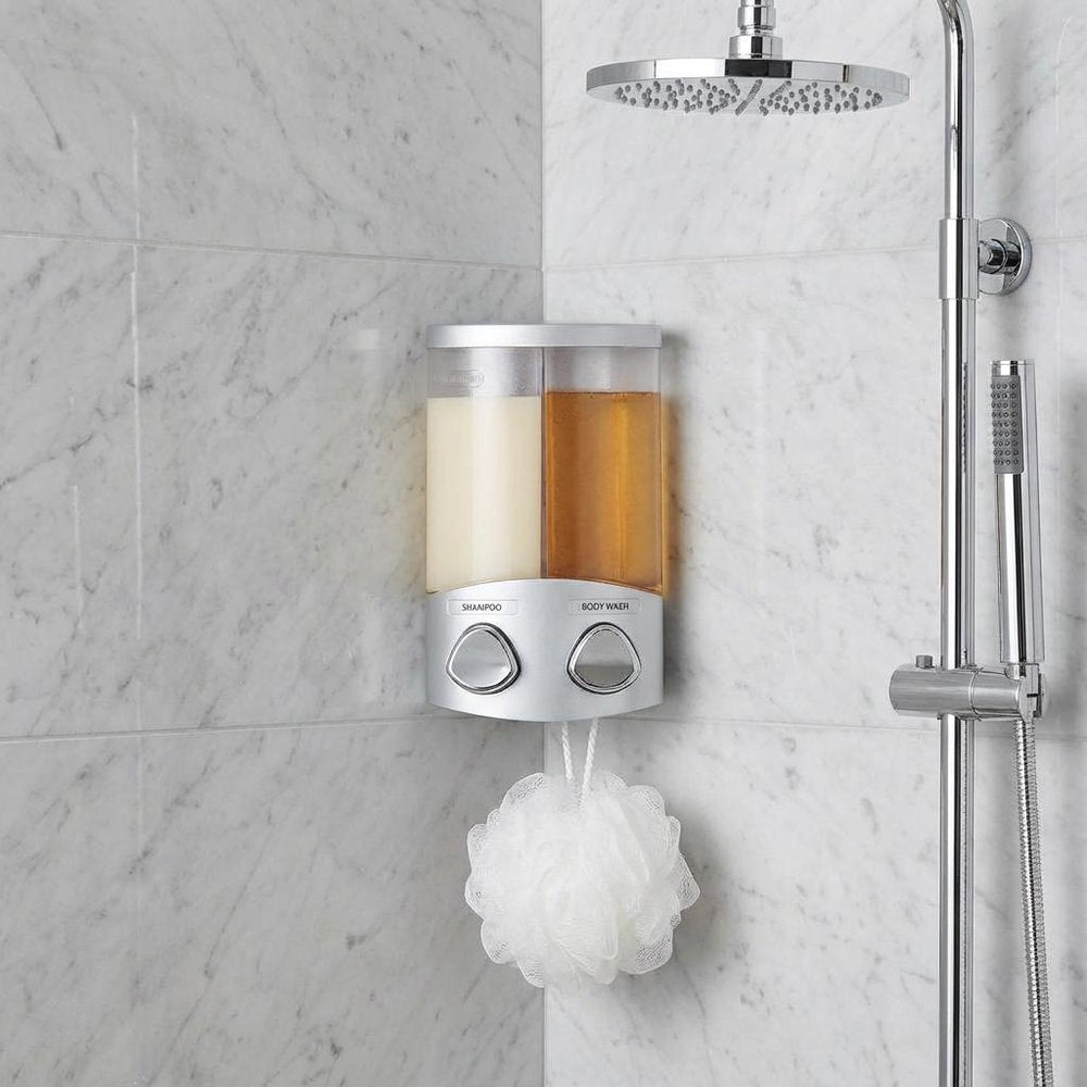 Gray Heavy Duty Plastic Two Chamber Wall Mount Soap Dispenser