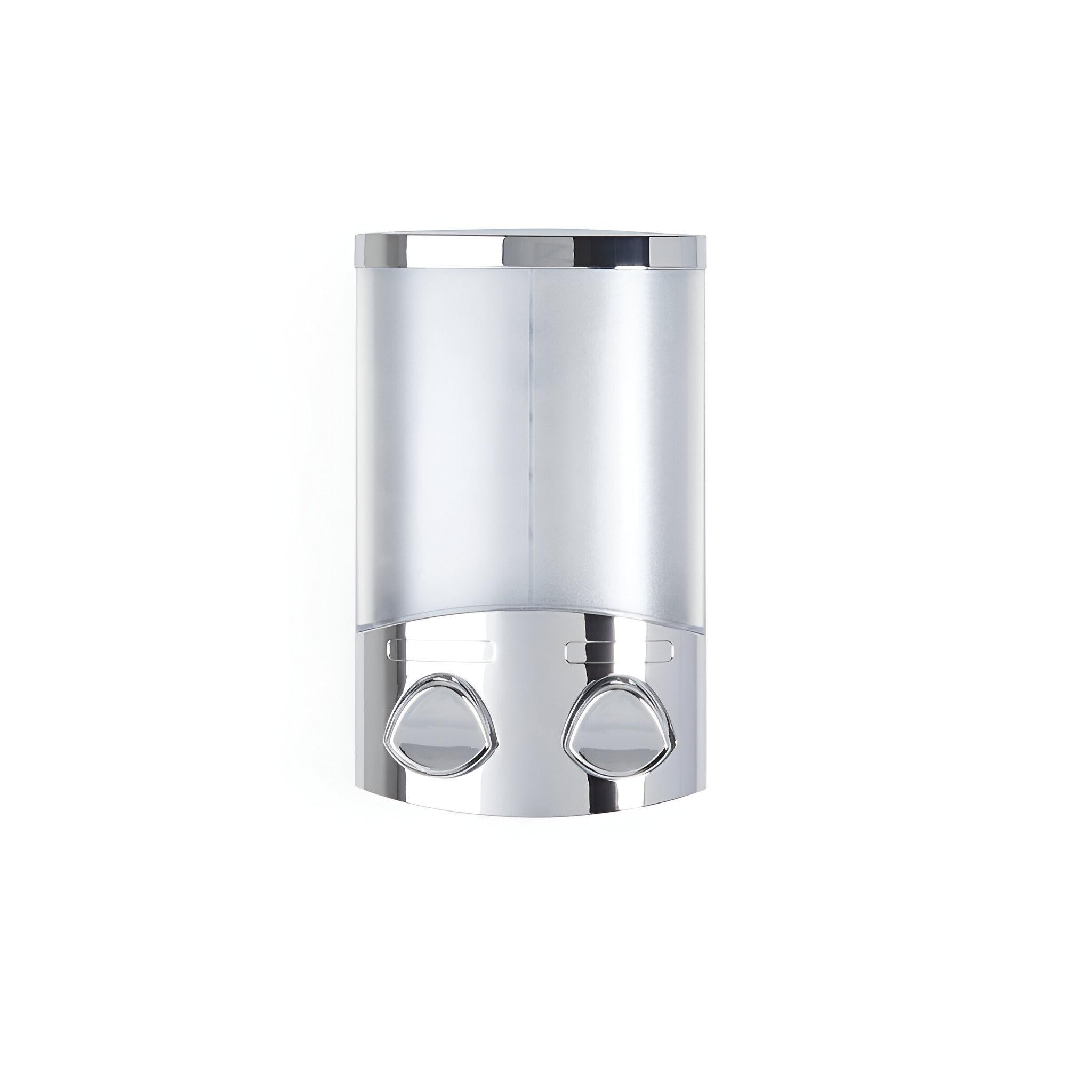 Silver Heavy Duty Plastic Two Chamber Wall Mount Soap Dispenser
