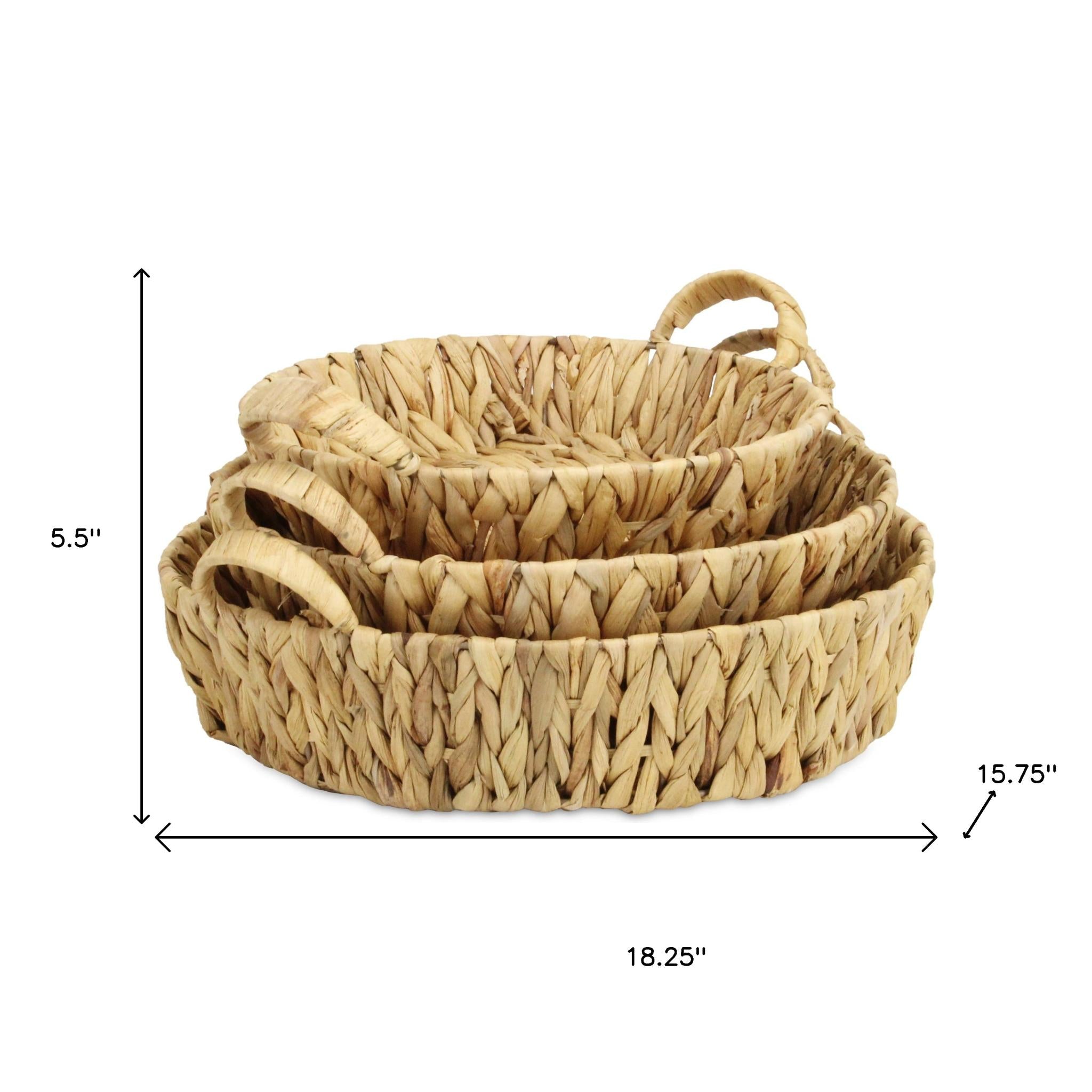 Set of Three Natural Water Hyacinth Basket
