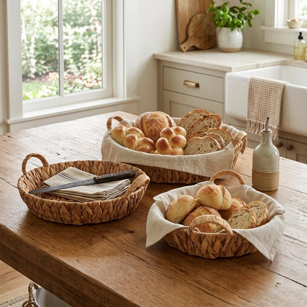 Set of Three Natural Water Hyacinth Basket