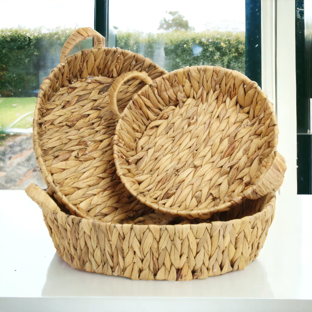 Set of Three Natural Water Hyacinth Basket