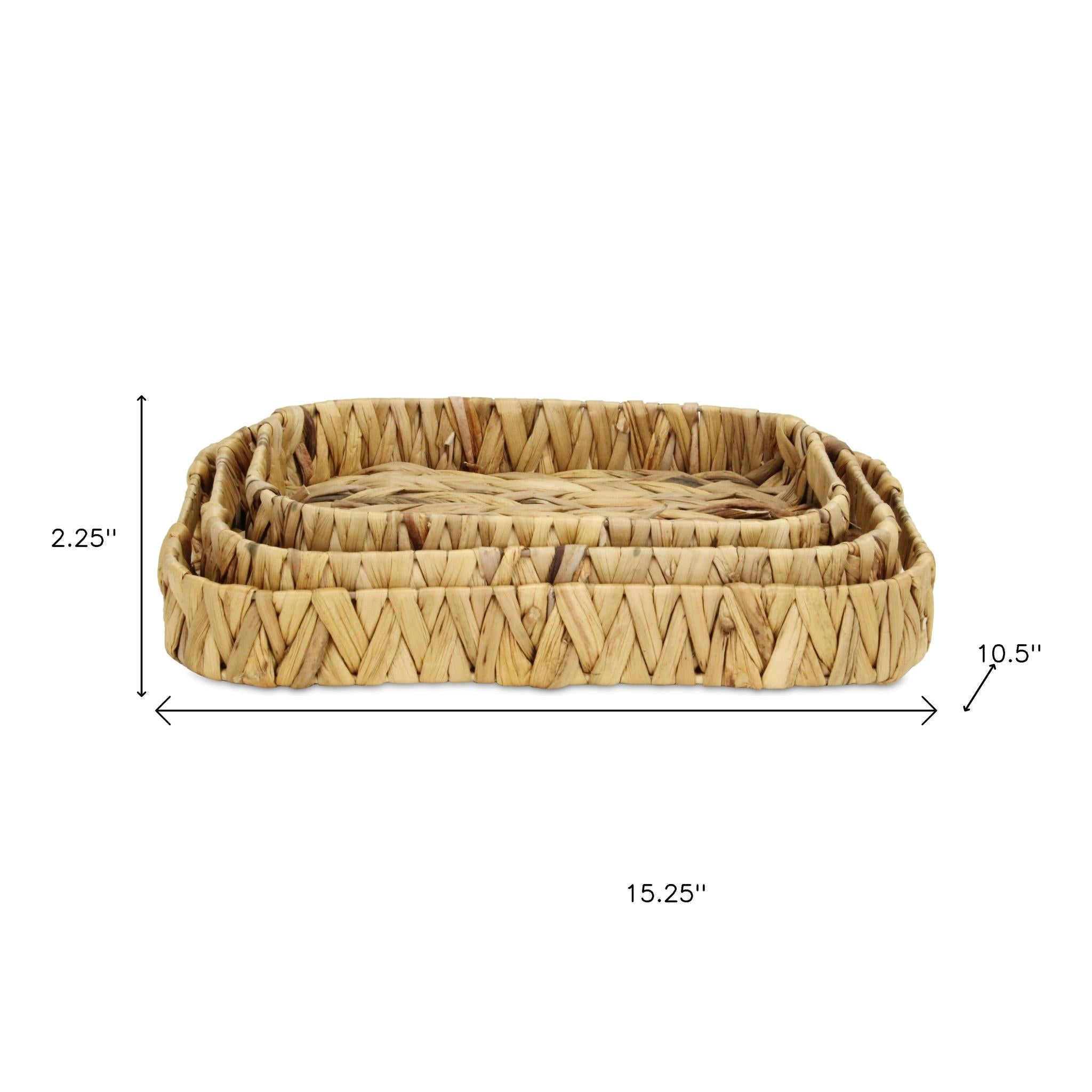 Set of Three Natural Water Hyacinth Basket