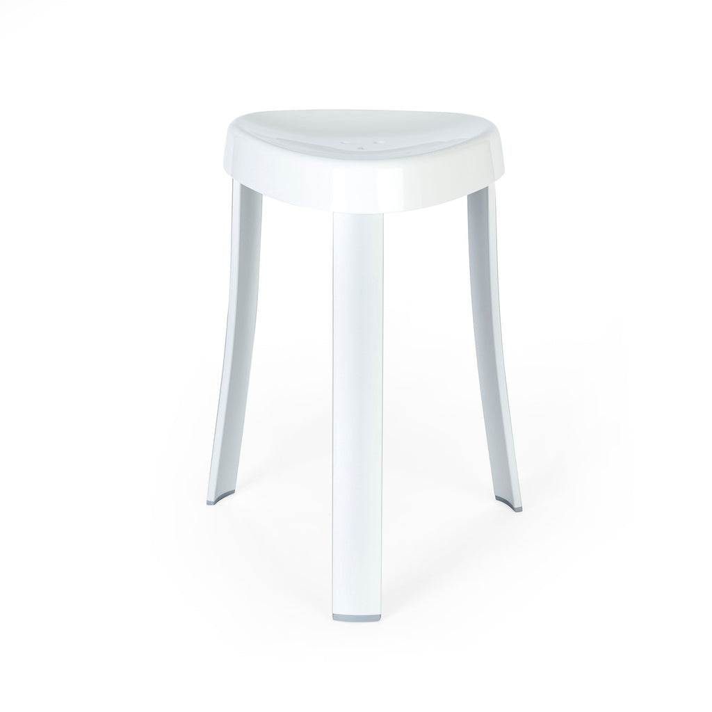 18"  White Aluminum And Heavy Duty Plastic Corner Shower Bench
