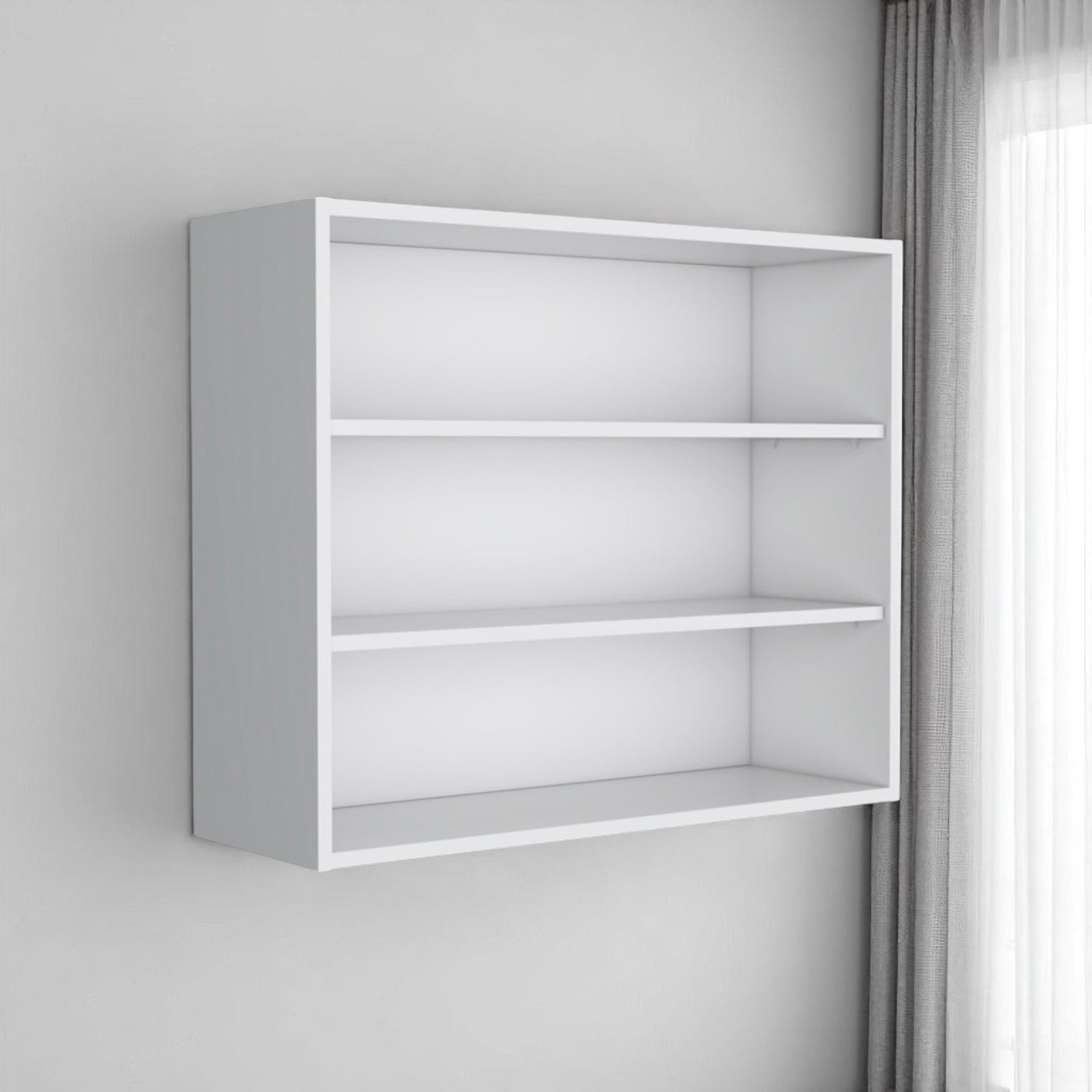 36" White Wood Three Tier Wall Mounted Floating Shelf