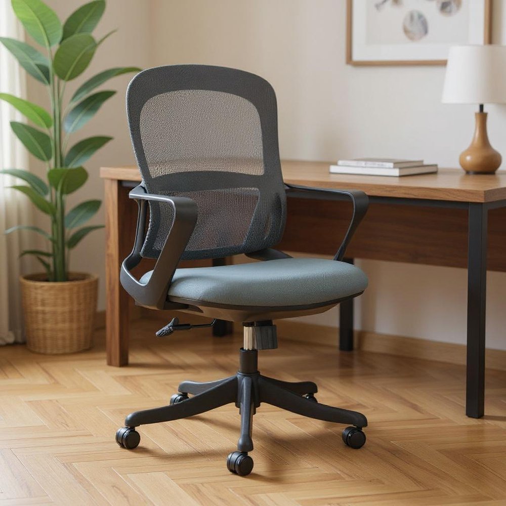 Gray and Black Adjustable Height Swivel Rolling Office Chair