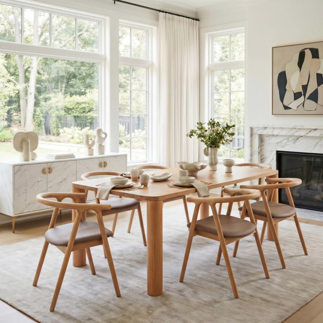 79" Natural Solid Wood Dining Table