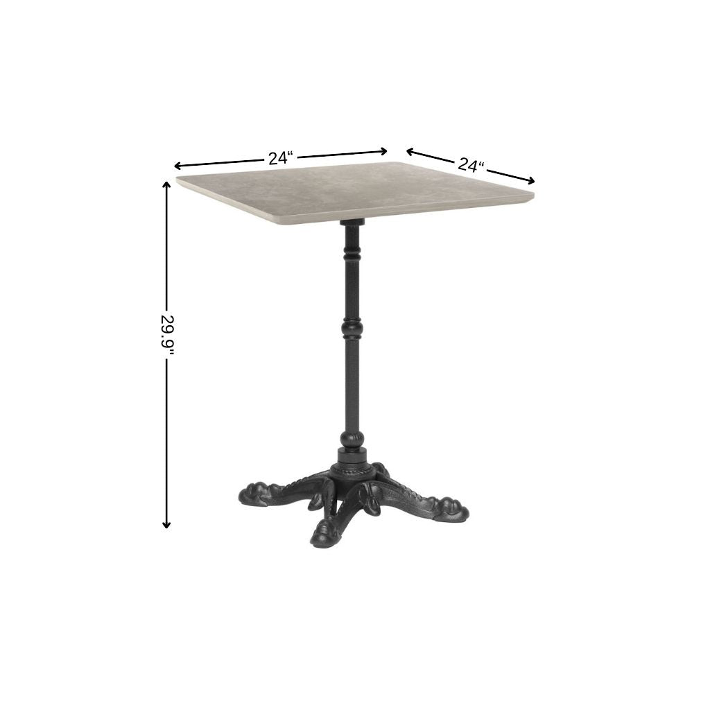 24" Gray and Black Wood And Aluminum Indoor Outdoor Pedestal Base Round Top Dining Table