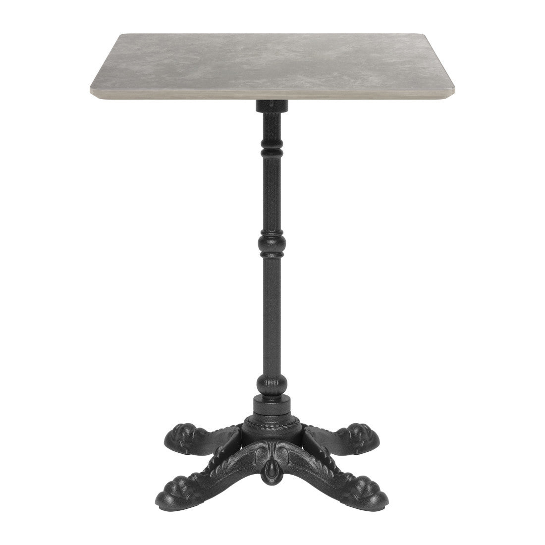 24" Gray and Black Wood And Aluminum Indoor Outdoor Pedestal Base Round Top Dining Table