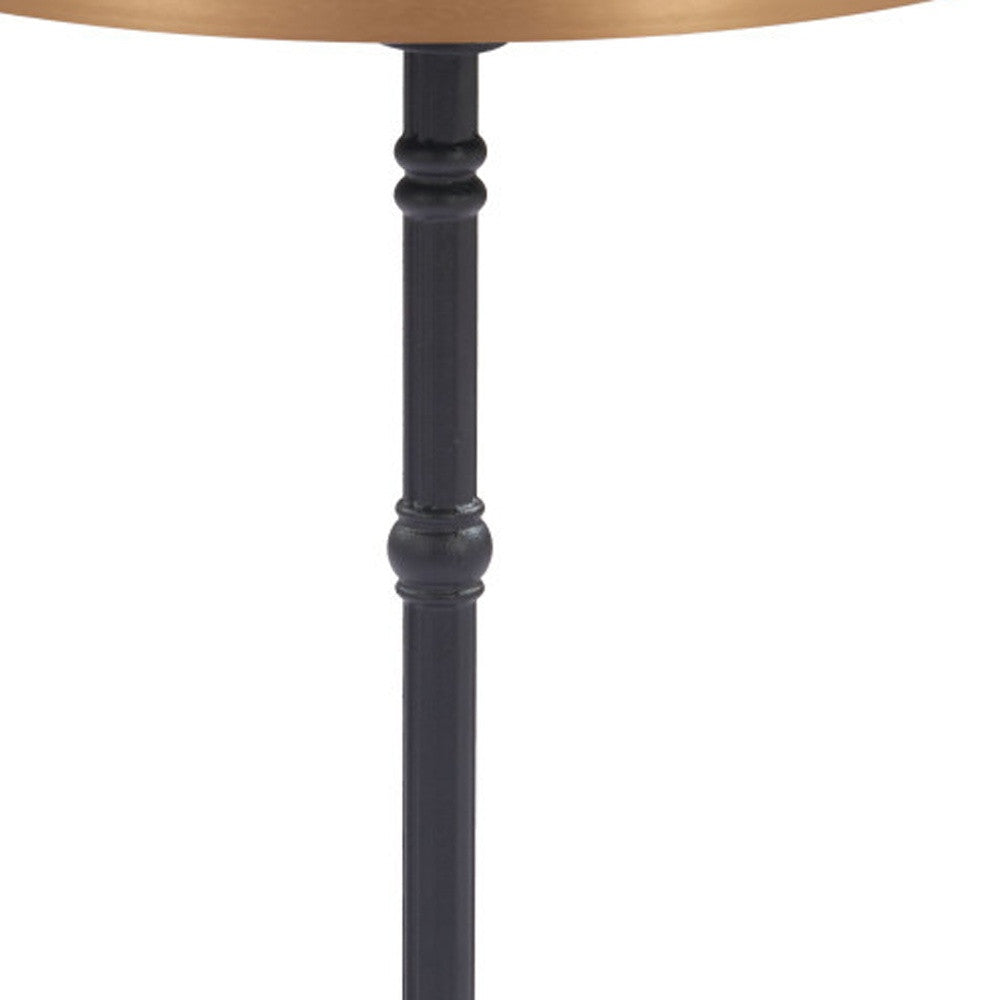 24" White And Black Wood And Aluminum Indoor Outdoor Pedestal Base Round Top Dining Table