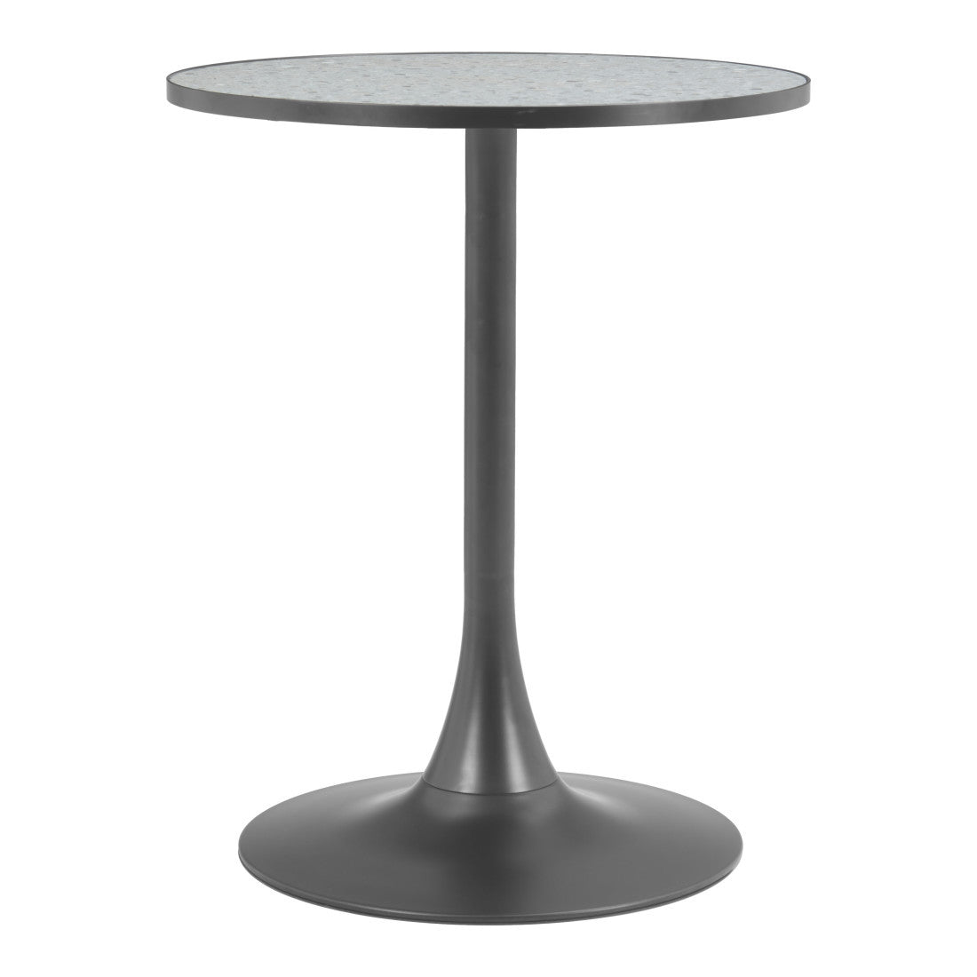 24" Gray and Bronze Wood and Steel Pedestal Base Round Top Dining Table