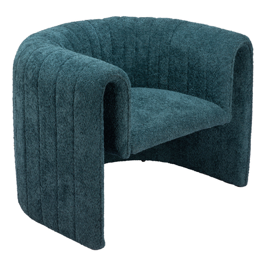 37" Aquamarine Sherpa And Upholstered Tufted Arm Chair