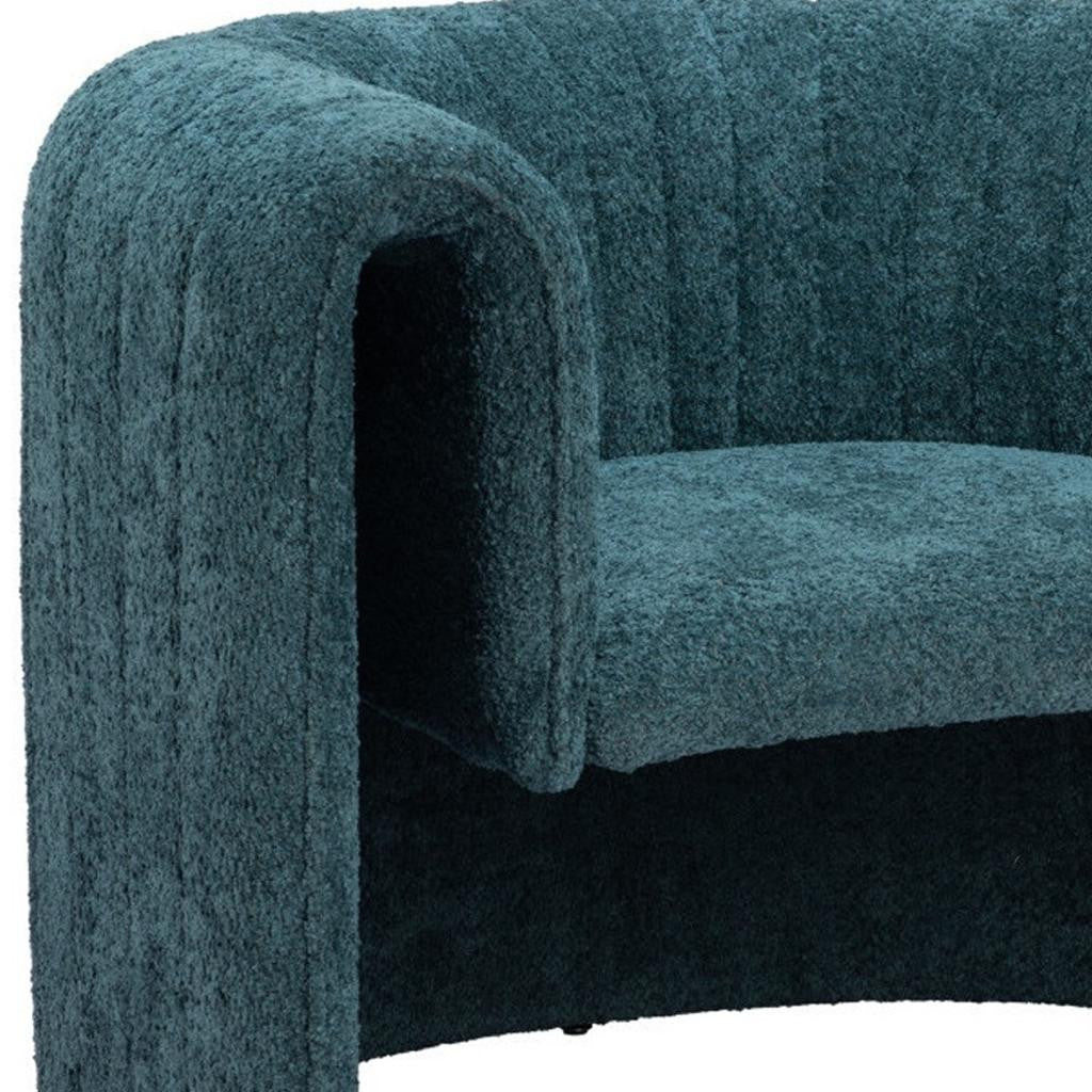 37" Aquamarine Sherpa And Upholstered Tufted Arm Chair