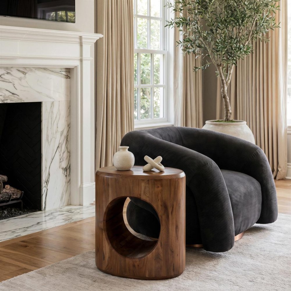 37" Black And Gold Faux Shearling And Upholstered Arm Chair