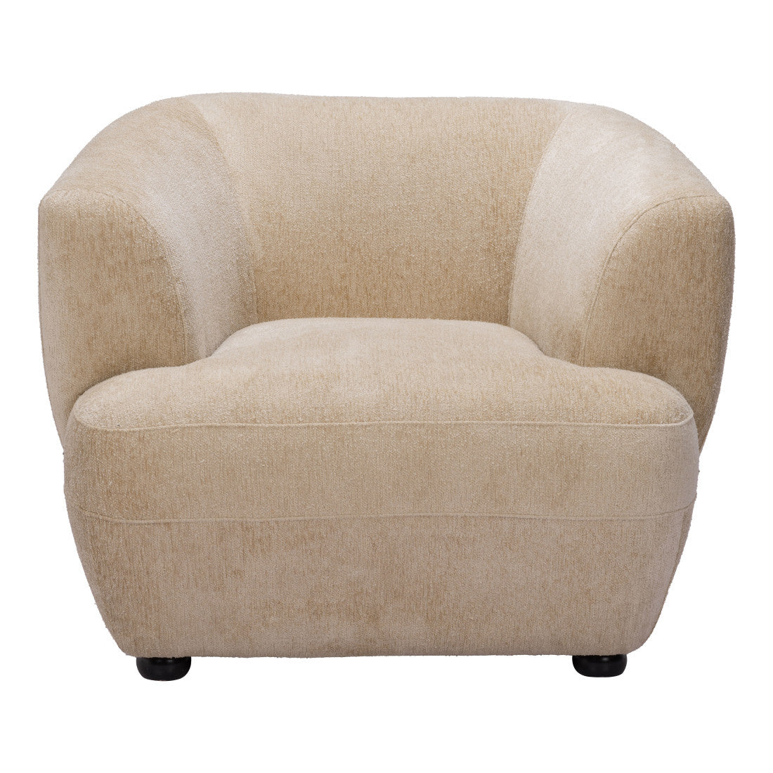 39" Beige And Black Faux Shearling And Upholstered Arm Chair