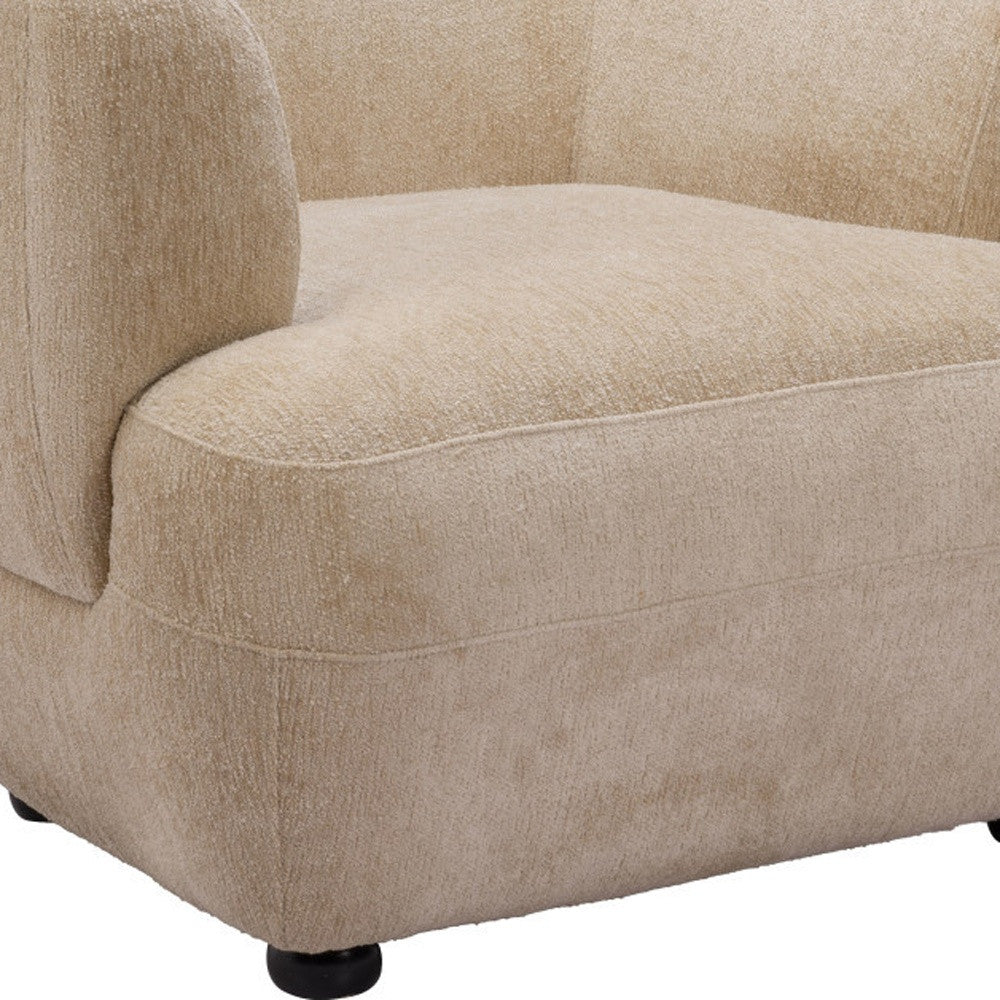 39" Beige And Black Faux Shearling And Upholstered Arm Chair