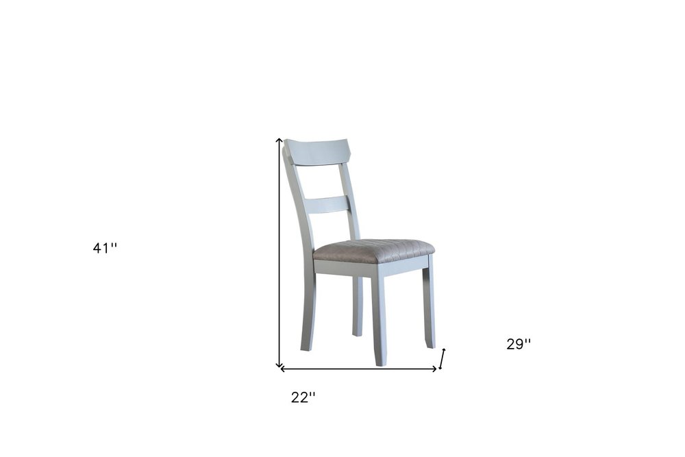 Set of Two Gray Fabric Open Back Dining Side Chairs