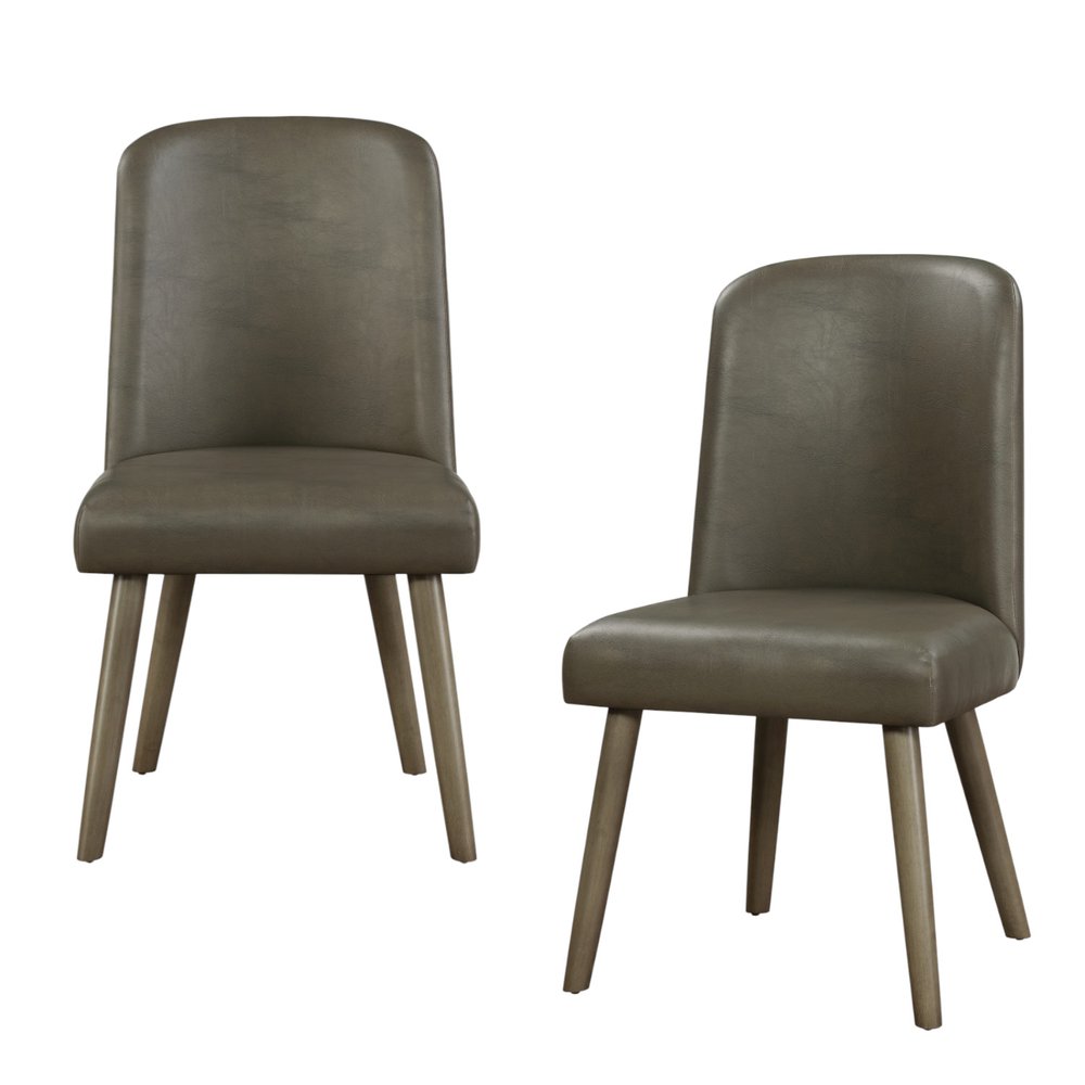 Set of Two Gray Faux Leather Dining Side Chairs