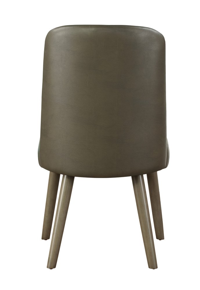Set of Two Gray Faux Leather Dining Side Chairs