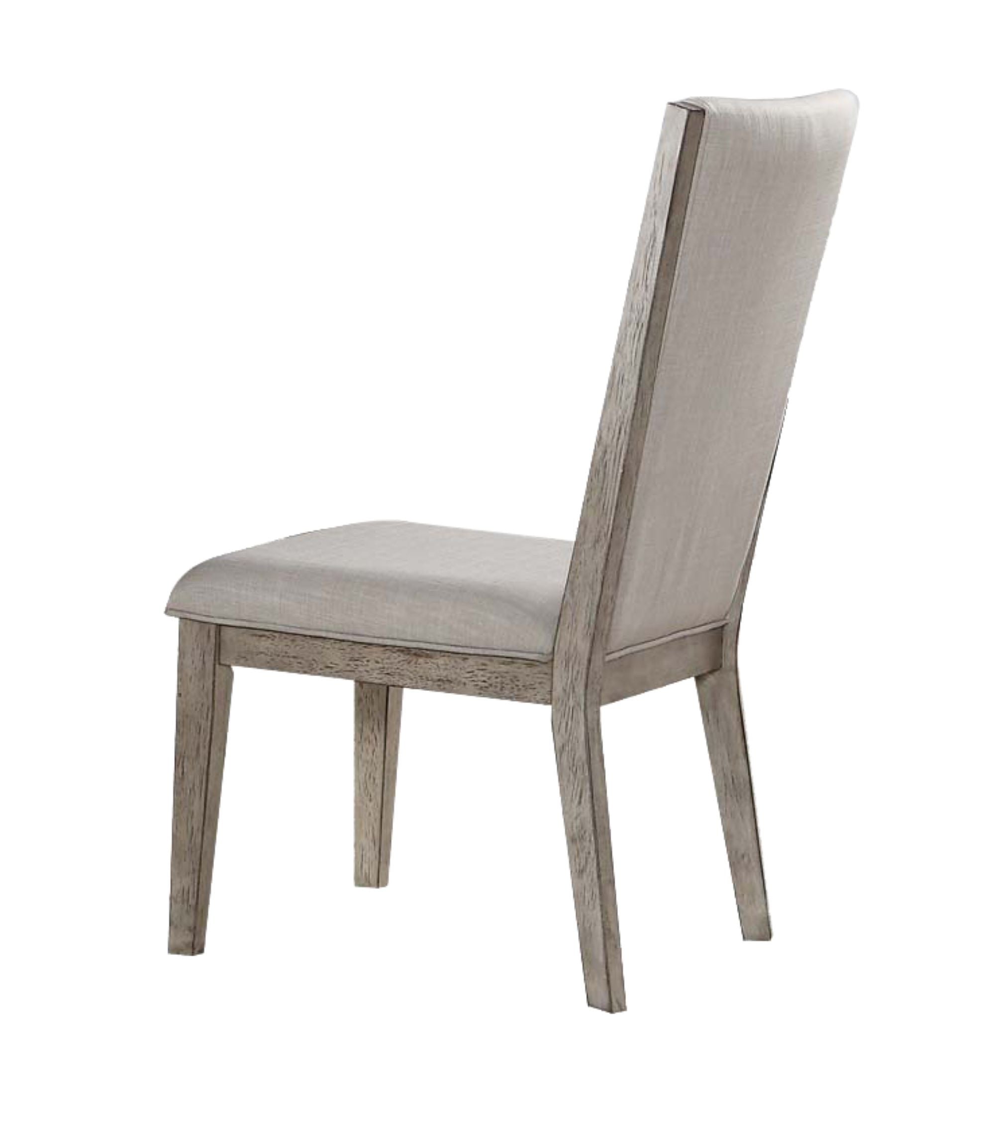 Set of Two Gray Fabric And Solid Wood Dining Side Chairs
