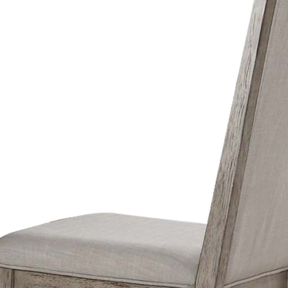 Set of Two Gray Fabric And Solid Wood Dining Side Chairs