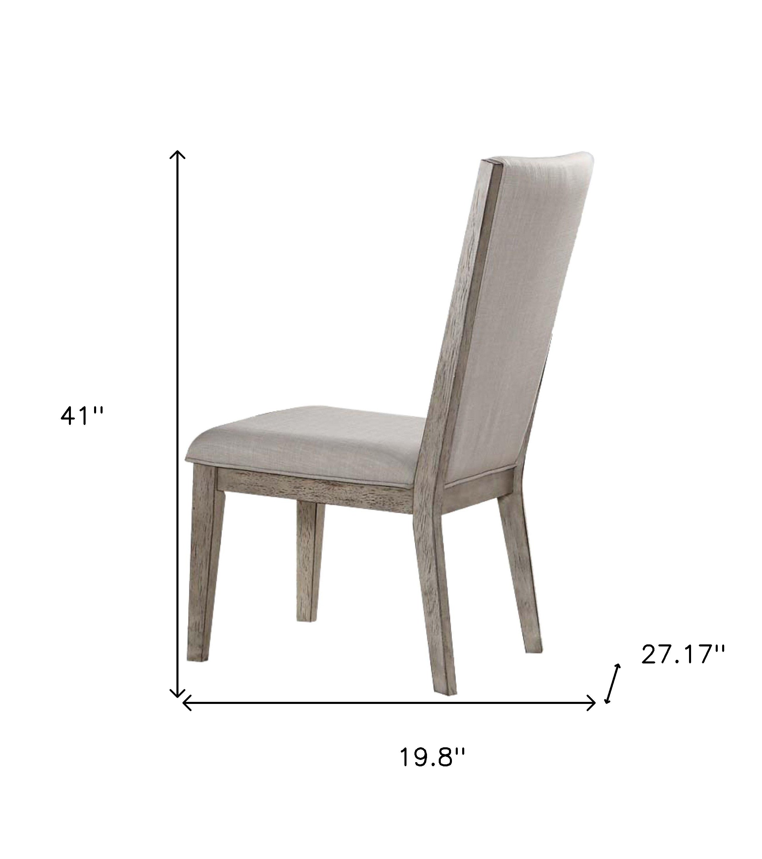 Set of Two Gray Fabric And Solid Wood Dining Side Chairs