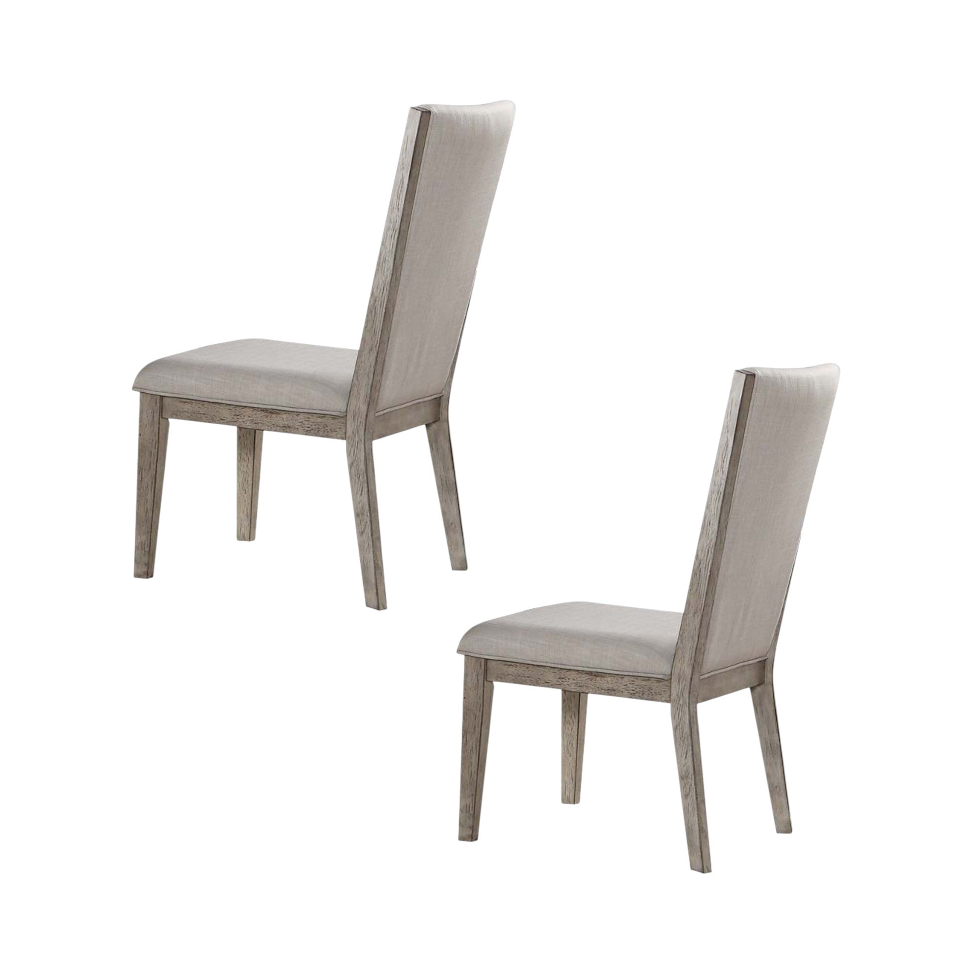 Set of Two Gray Fabric And Solid Wood Dining Side Chairs