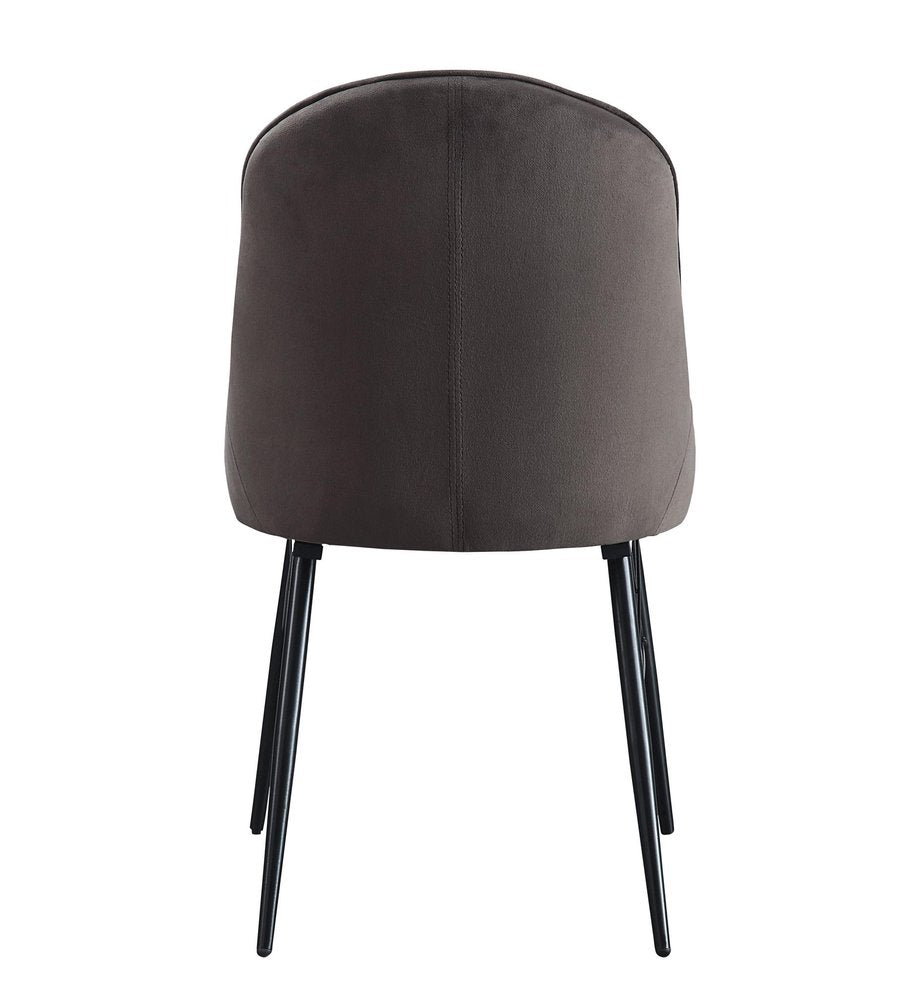 Set of Two Gray and Black Tufted Fabric Dining Side Chairs