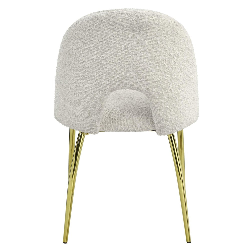 Set of Two Beige and Gold Fabric Dining Side Chairs