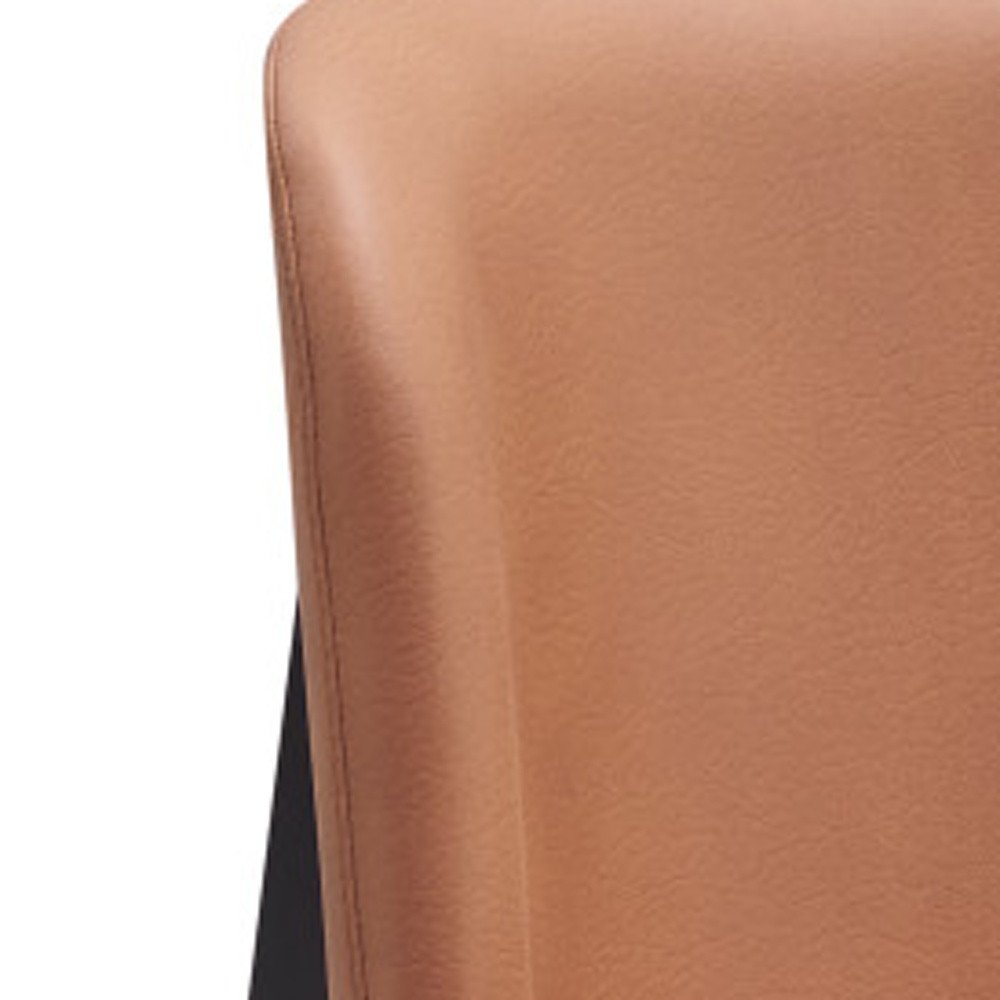 Set of Two Camel and Black Fabric Wing Back Dining Side Chairs