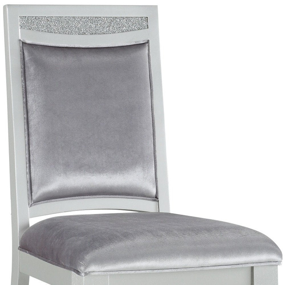 Set of Two Platinum Fabric Dining Side Chairs