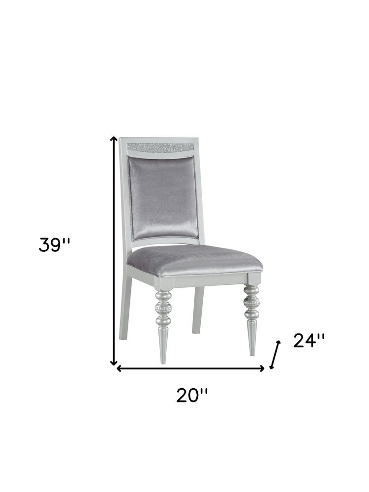 Set of Two Platinum Fabric Dining Side Chairs