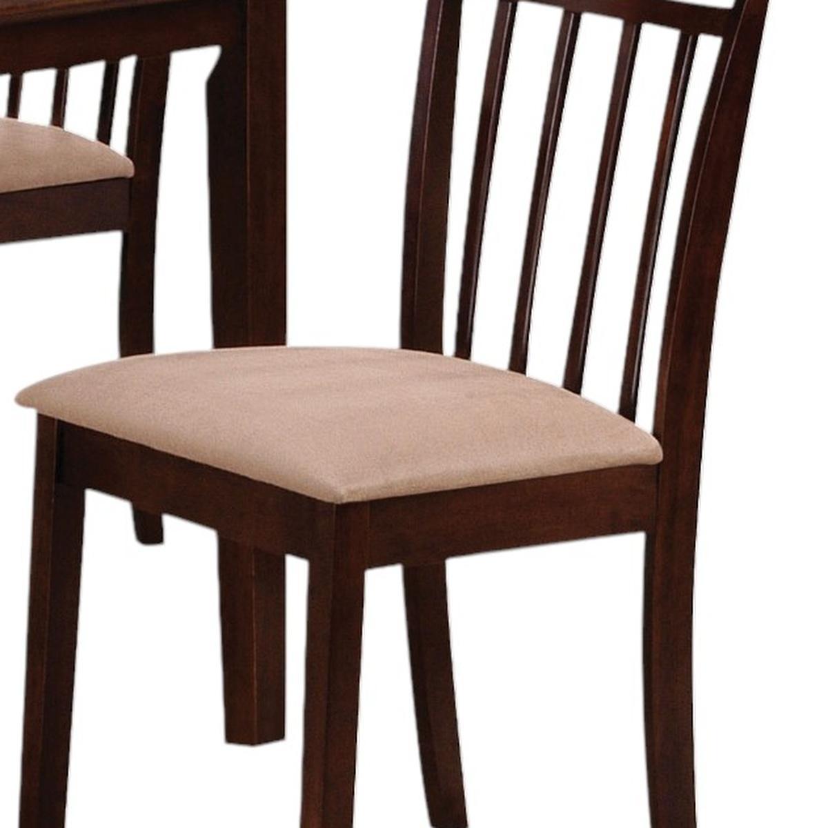 Five Piece Espresso Wood Dining Set with Four Chairs