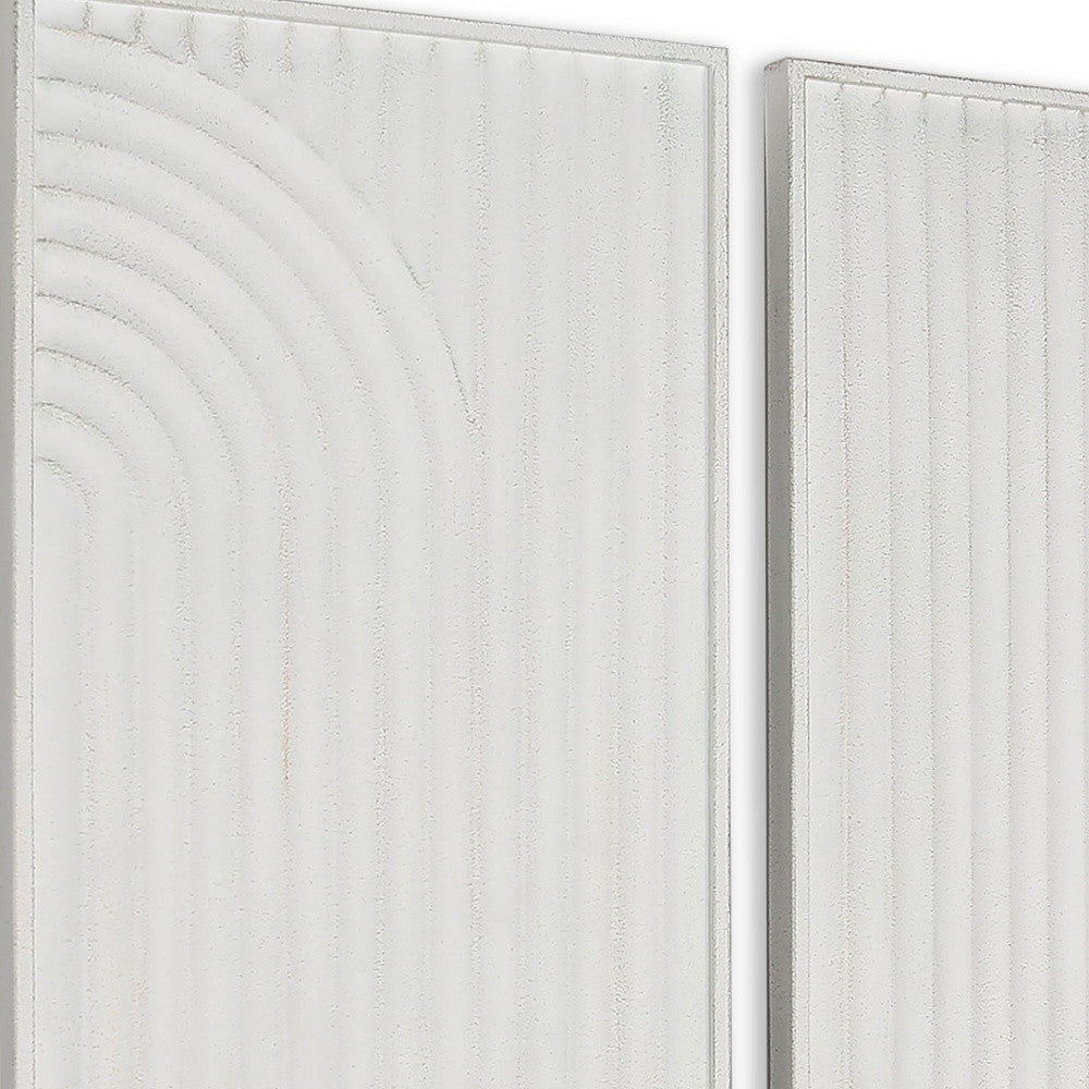 Set of Two White Metal Abstract Hanging Dimensional Sculptures