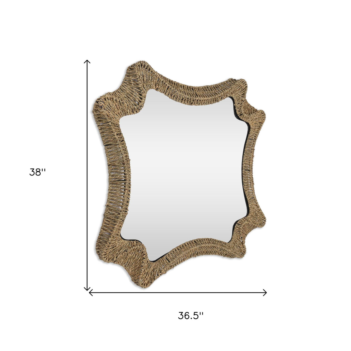 38" Brown Abstract Floating Rope Framed Accent Mirror